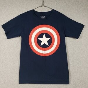Marvel Captain America Shield T Shirt Navy Blue Size Small S Cotton